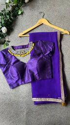purple jewel neck hand worked blouse
