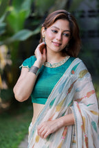 Cream chiffon paisley print saree (only saree)