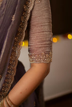 Lavender tissue handmade lehenga with blouse