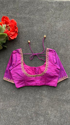 Magenta silk heavy hand worked blouse