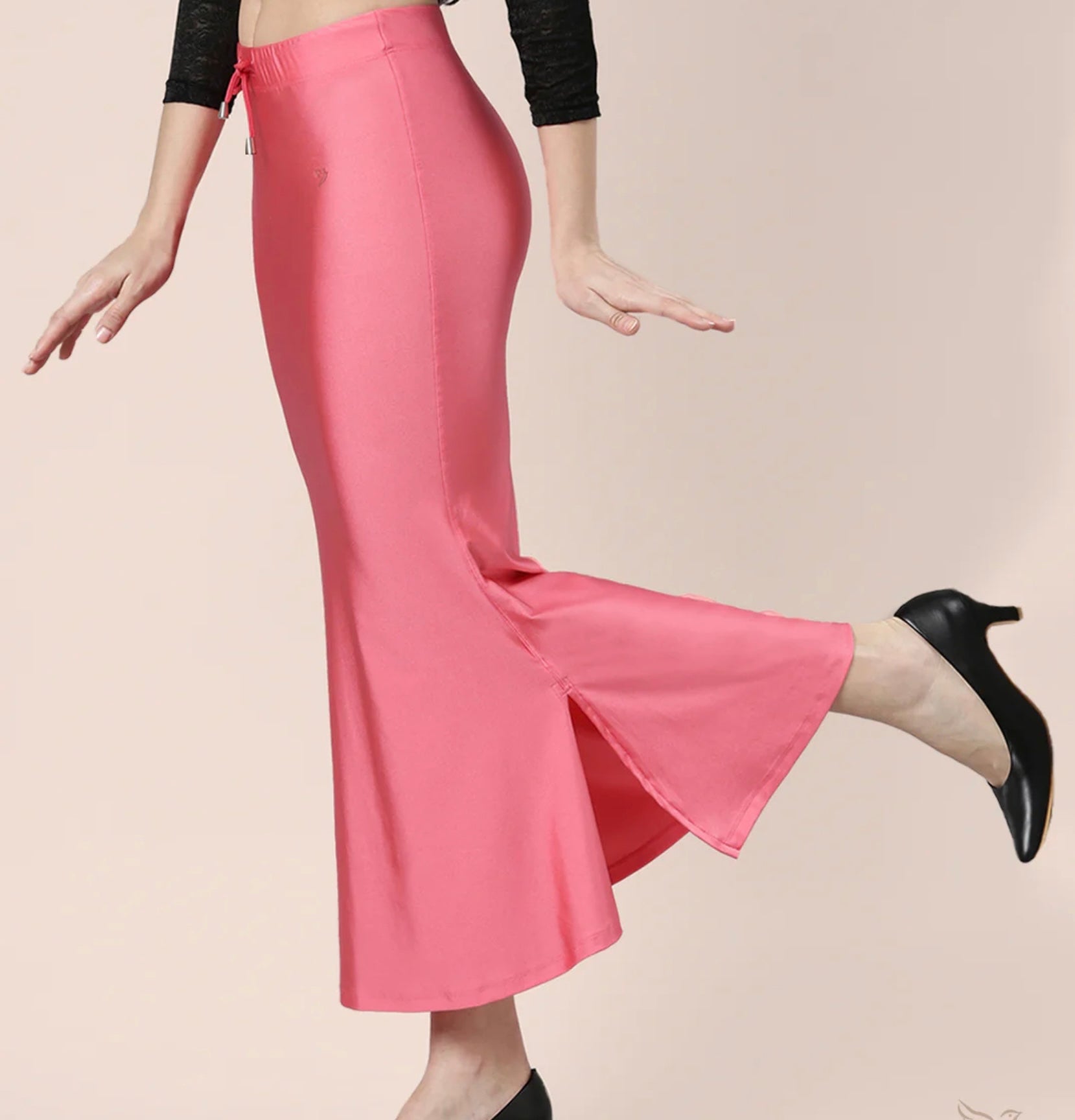 Water melon Shimmer/satin women saree shape wear