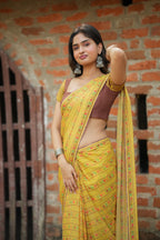 Brown cotton intricate hand work blouse (only blouse)