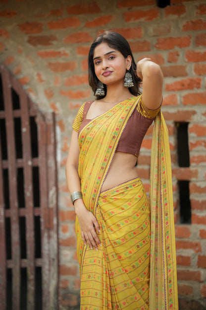 Brown cotton intricate hand work blouse (only blouse)