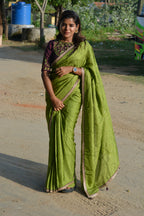 Brown silk JEWEL front hand work blouse (only blouse)
