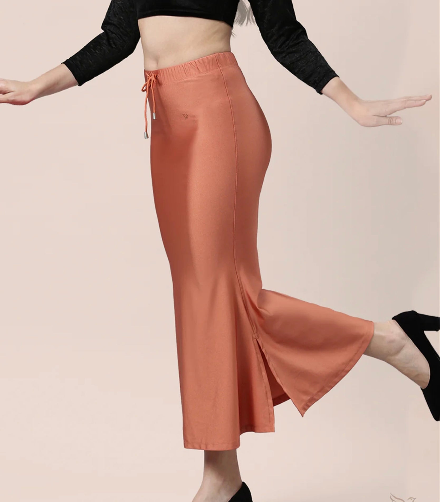 Curious copper Shimmer/satin women saree shape wear