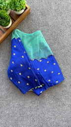Blue silk netted & handwork blouse