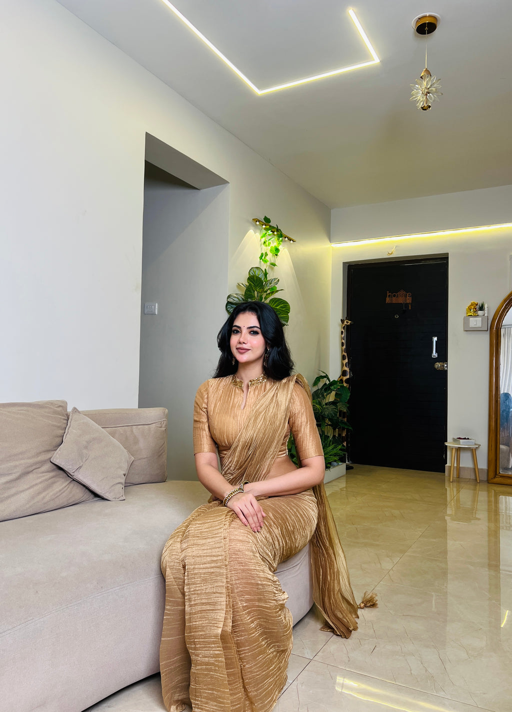 Antique tissue saree with hand work blouse