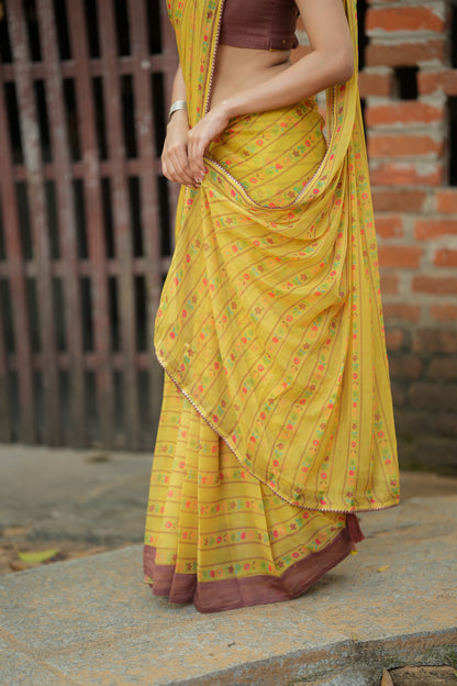 Brown cotton intricate hand work blouse (only blouse)