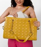 Women yellow textured shoulder bag