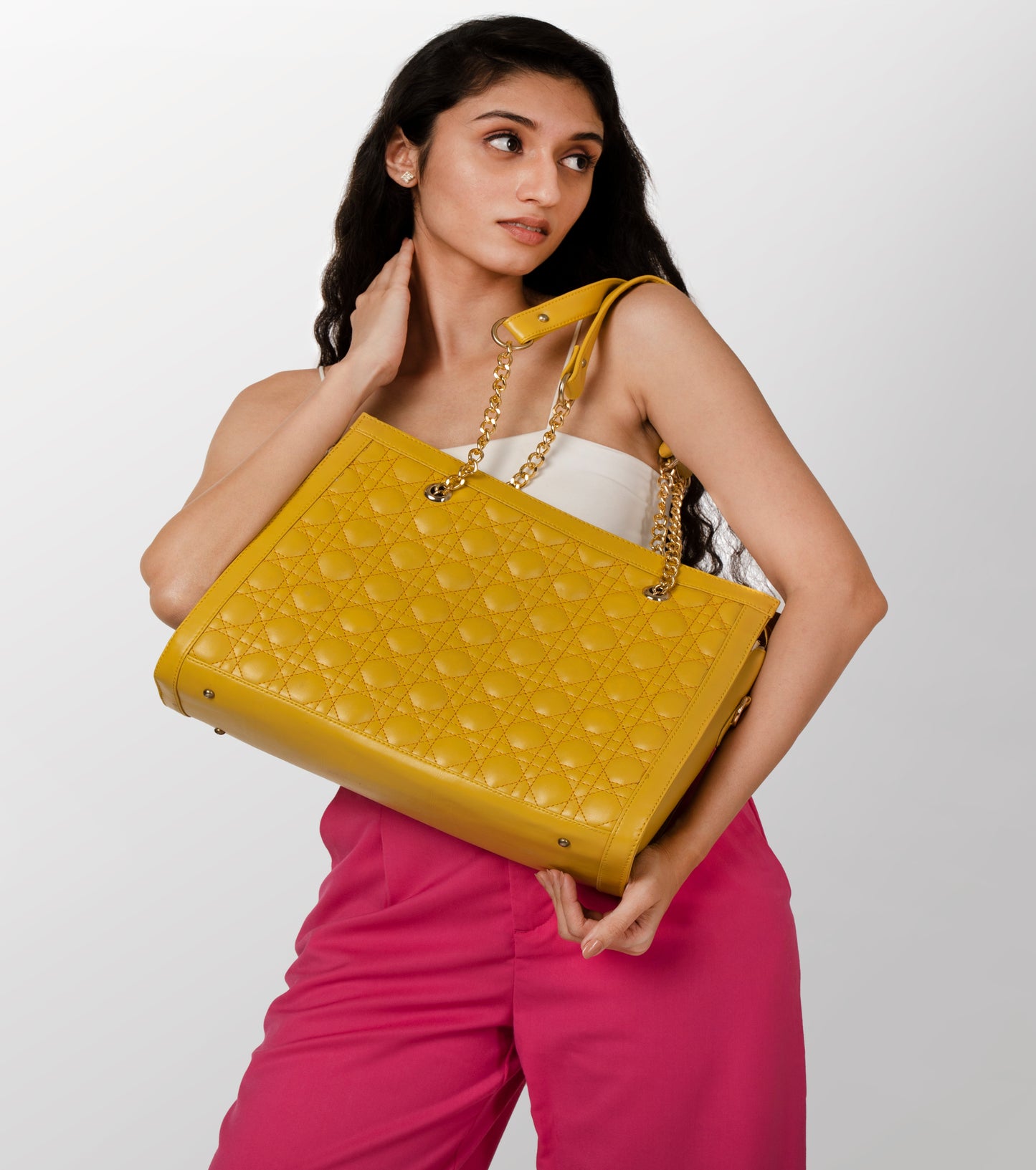 Women yellow textured shoulder bag