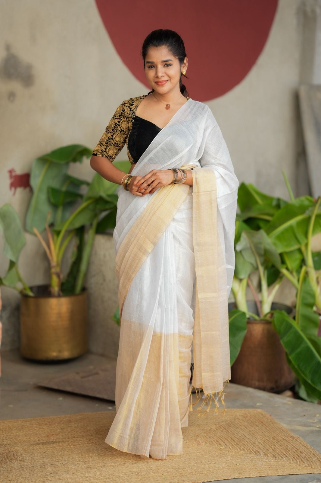 White soft tissue saree with heavy embroidery blouse
