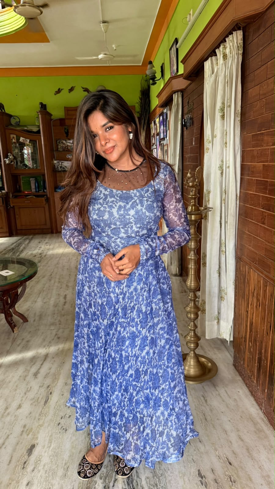 Blue handblock print kurtis