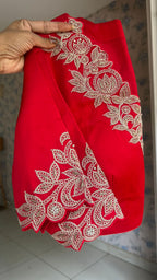 Red Gajji silk saree with heavy embroidery blouse