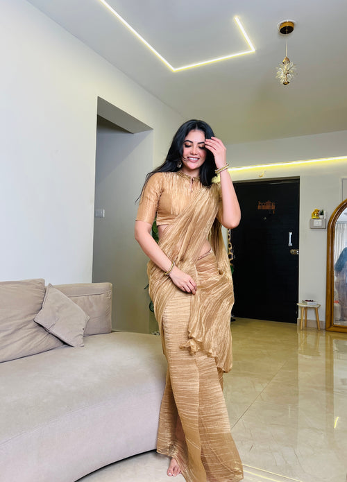 Antique tissue saree with hand work blouse