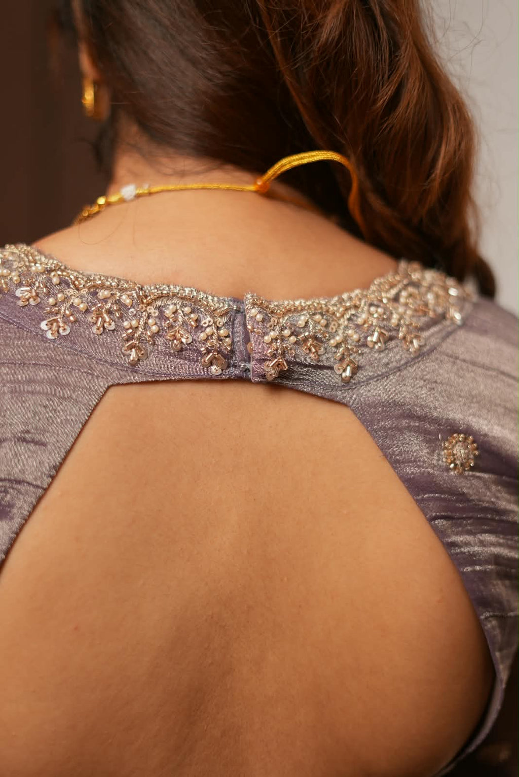 Lavender tissue handmade lehenga with blouse