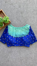 Blue silk netted & handwork blouse