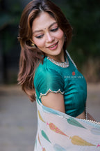 Cream chiffon paisley print saree (only saree)