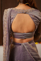 Lavender tissue handmade lehenga with blouse