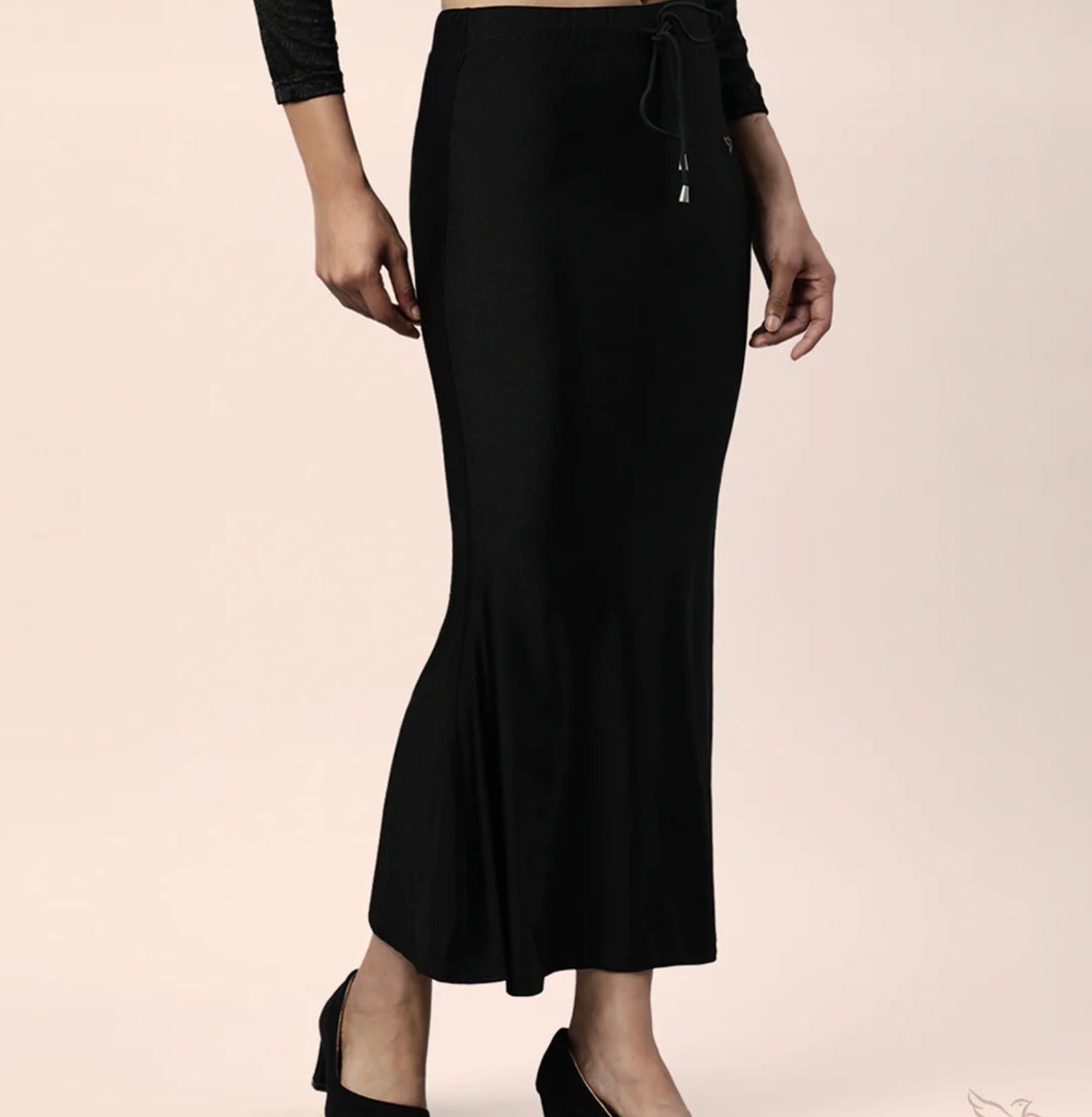 Black pearl Shimmer/satin women saree shape wear