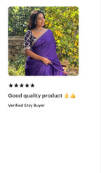 Purple jute saree with purple banarasi blouse