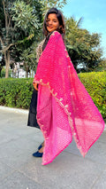 Black silk embroidery 3 piece kurti suit