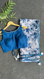 Blue silk hand work blouse (only blouse )