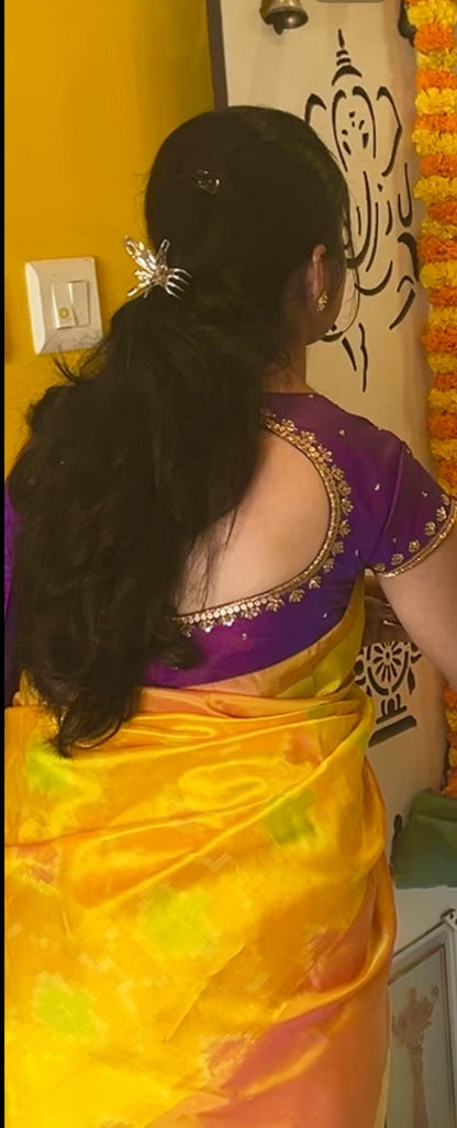 Orange silk heavy hand worked blouse