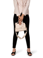 Women textured half white shoulder cum hand bag