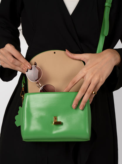 Women green solid hand bag