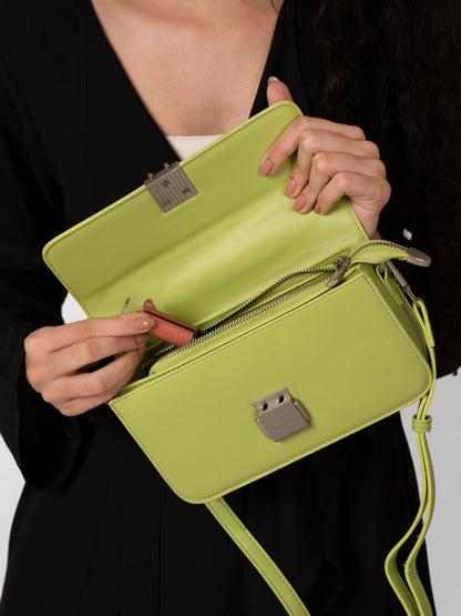 Women lemon green solid hand bag