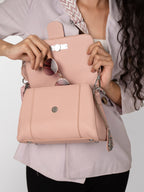 Women textured peach shoulder cum hand bag