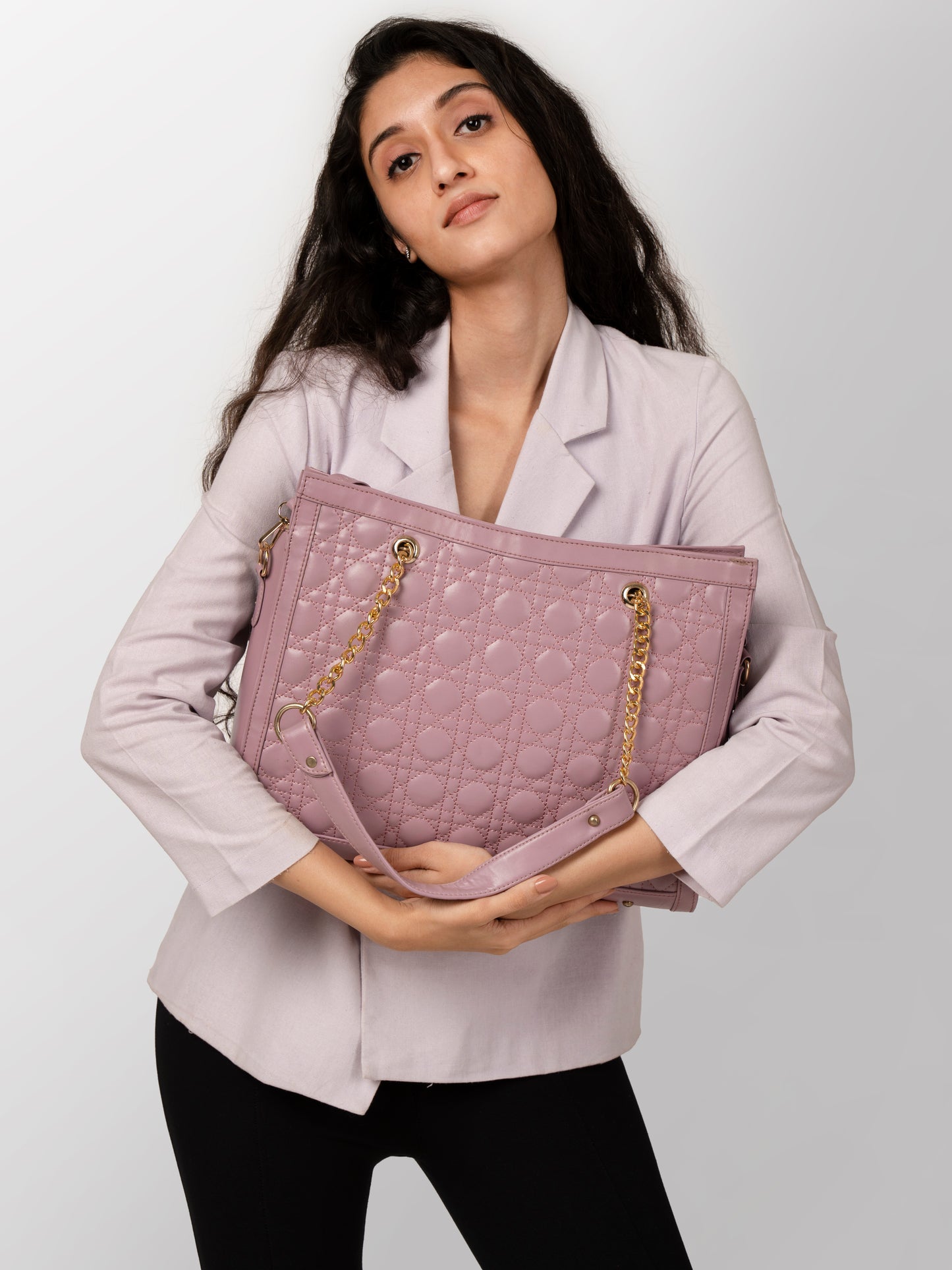 Women purple textured shoulder bag