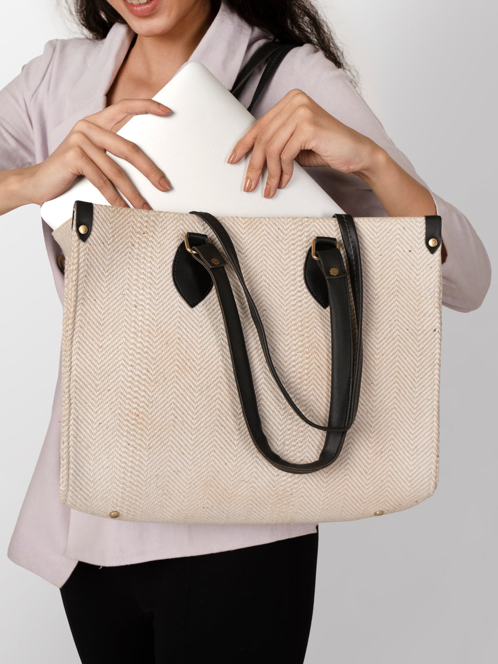 Women cream jute office bag