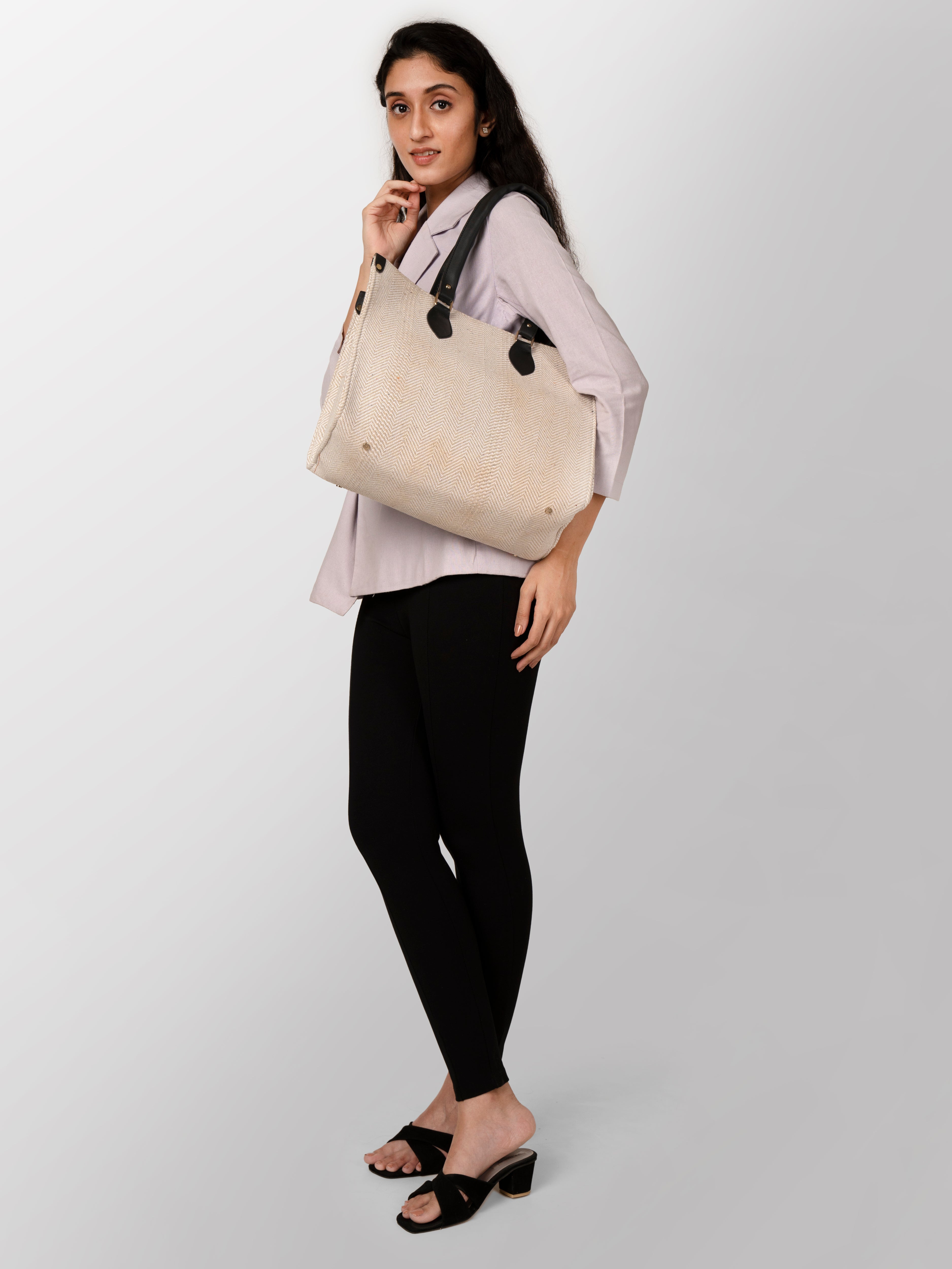 Women cream jute office bag