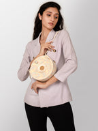 Cream threaded women fashion bag