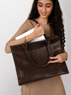 Women black solid textured office bag