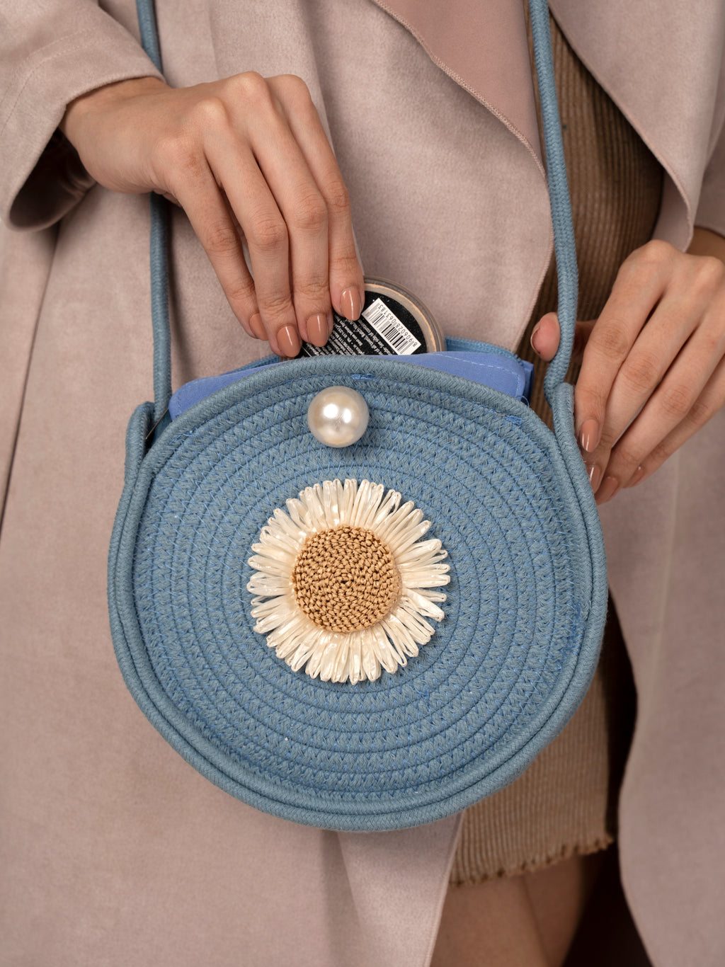 Blue threaded women fashion bag