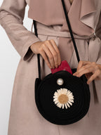 Black jute women fashion bag