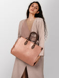 Women brown textured shoulder twin office bag