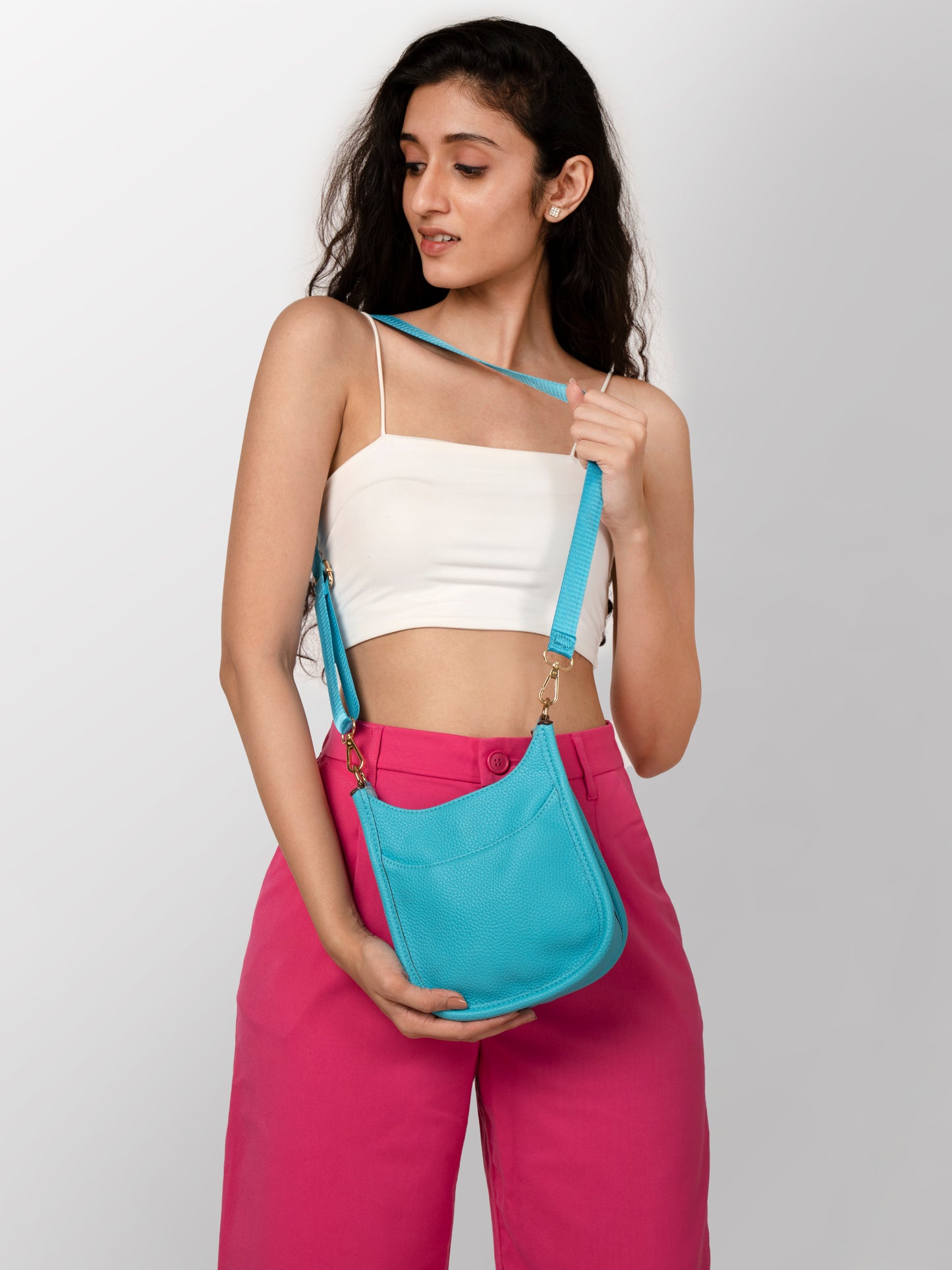 Cyan textured women stylish bag
