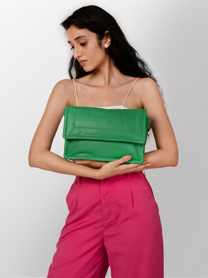 Women green solid sling bag