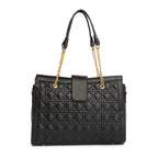 Women black textured office & fashion bag