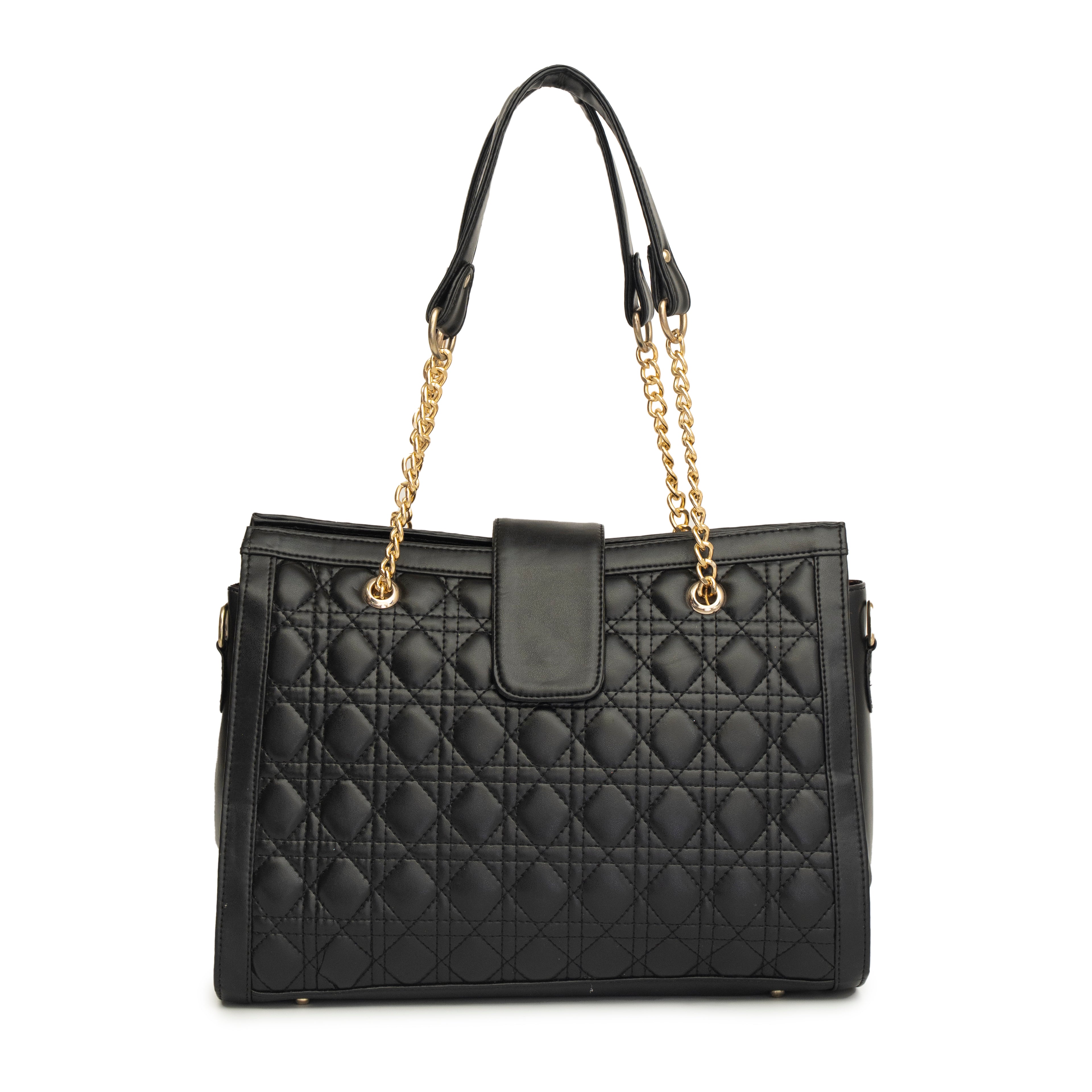 Women black textured office & fashion bag