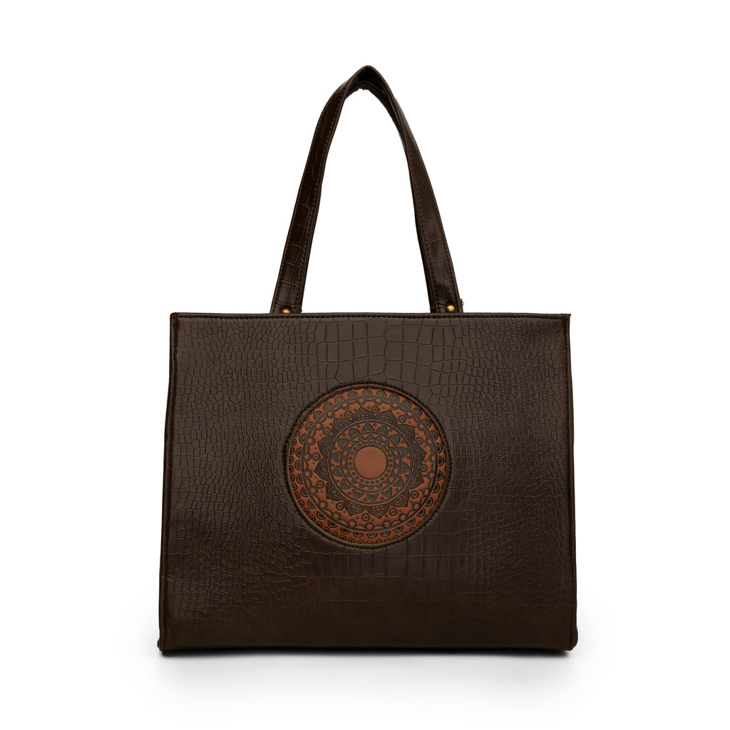 Women coffee brown textured office bag