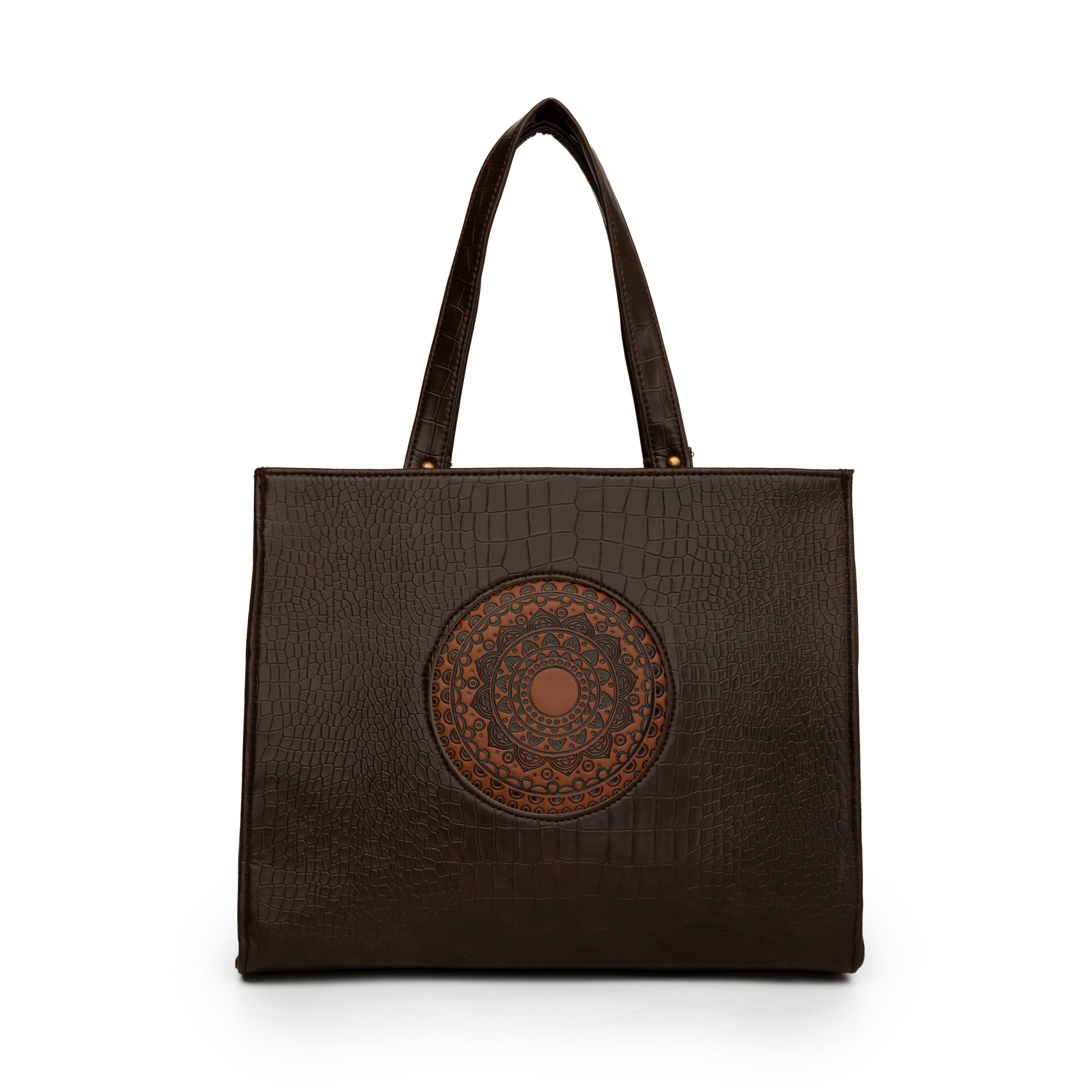 Women coffee brown textured office bag