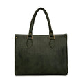 Women dark green solid textured office bag