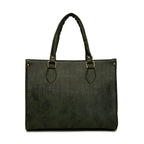 Women dark green solid textured office bag
