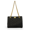 Women black textured office bag