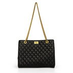 Women black textured office bag