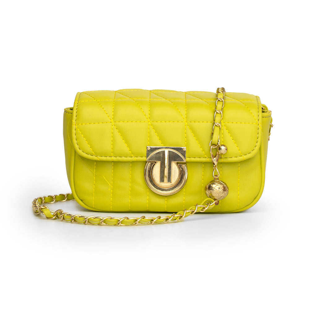 Women textured lime sling bag